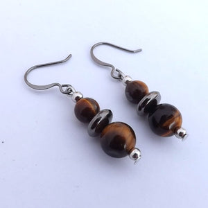Brown Cats Eye Handmade Bead Earrings
