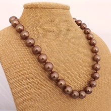 Load image into Gallery viewer, Brown Faux Pearl Bead Necklace with Magnetic Clasp
