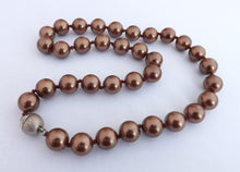 Load image into Gallery viewer, Brown Faux Pearl Bead Necklace with Magnetic Clasp
