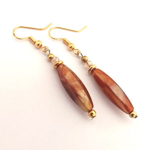Brown & Gold Handmade Bead Earrings