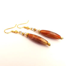 Load image into Gallery viewer, Brown &amp; Gold Handmade Bead Earrings
