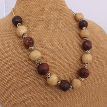 Load image into Gallery viewer, Brown &amp; Gold Vintage Ceramic Bead Necklace (Made in NZ)
