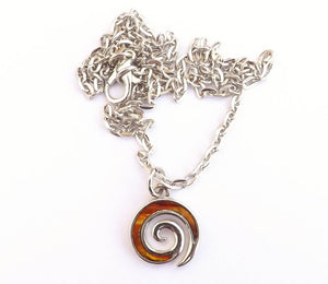 Dyed Paua & Silver Tone Koru Pendant Necklace (multiple colour options)