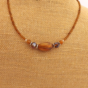Brown with Gold Sheen Handmade Bead Necklace
