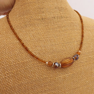 Brown with Gold Sheen Handmade Bead Necklace