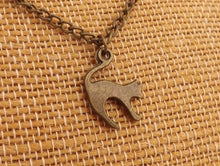 Load image into Gallery viewer, Cat Silhouette Bronze Tone Pendant Necklace
