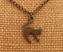 Load image into Gallery viewer, Cat Silhouette Bronze Tone Pendant Necklace
