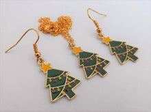 Load image into Gallery viewer, Christmas Tree Pendant &amp; Earrings Set
