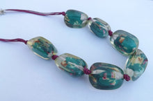 Load image into Gallery viewer, Chunky Teal &amp; Purple Floral Acrylic Bead Necklace
