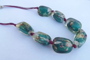 Chunky Teal & Purple Floral Acrylic Bead Necklace