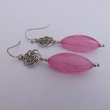 Load image into Gallery viewer, Chunky Pink Bead &amp; Flower Handmade Drop Earrings
