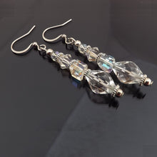 Load image into Gallery viewer, Clear AB Lustre Handmade Glass Bead Earrings

