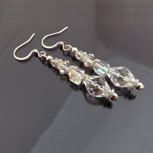 Clear AB Lustre Handmade Glass Bead Earrings