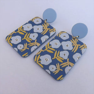 Cold Blue Floral Acrylic Earrings