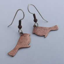 Load image into Gallery viewer, Copper Bird Drop Earrings
