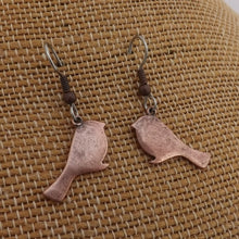 Load image into Gallery viewer, Copper Bird Drop Earrings
