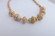 Load image into Gallery viewer, Cream &amp; Gold Acrylic &amp; Glass Handmade Bead Necklace
