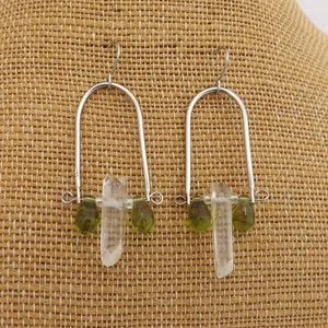 Crystal & Green Teardrops Handmade Boho Drop Earrings