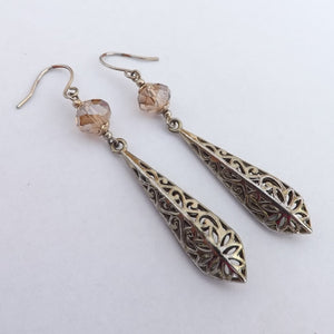 Crystal & Silver Tone Drop Earrings