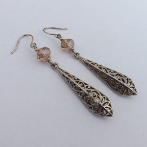 Crystal & Silver Tone Drop Earrings