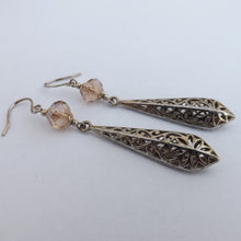 Load image into Gallery viewer, Crystal &amp; Silver Tone Drop Earrings
