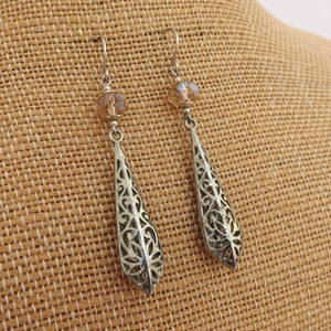 Crystal & Silver Tone Drop Earrings