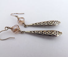 Load image into Gallery viewer, Crystal &amp; Silver Tone Drop Earrings
