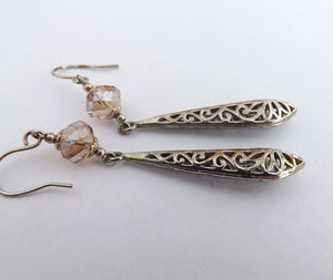 Crystal & Silver Tone Drop Earrings