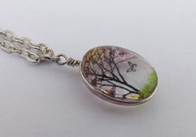 Load image into Gallery viewer, Pink Tree in Glass Pendant Necklace
