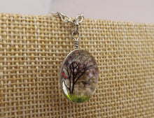 Load image into Gallery viewer, Pink Tree in Glass Pendant Necklace
