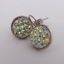 Load image into Gallery viewer, White Sparkly Lever Back Earrings
