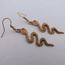 Load image into Gallery viewer, Gold Tone Snake Drop Earrings
