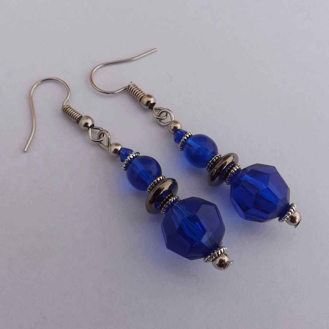 Dark Blue Handmade Bead Earrings