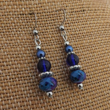 Load image into Gallery viewer, Dark Blue Handmade Bead Earrings on Sterling Silver Hooks
