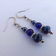 Load image into Gallery viewer, Dark Blue Handmade Bead Earrings on Sterling Silver Hooks
