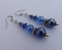 Load image into Gallery viewer, Dark Blue Handmade Bead Earrings on Sterling Silver Hooks
