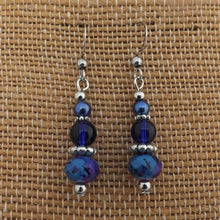 Load image into Gallery viewer, Dark Blue Handmade Bead Earrings on Sterling Silver Hooks

