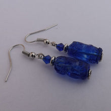 Load image into Gallery viewer, Dark Blue Handmade Lampwork Bead Earrings
