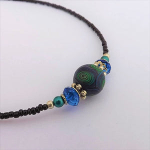 Dark Blue & Green Kathryn Design Handmade Bead Necklace