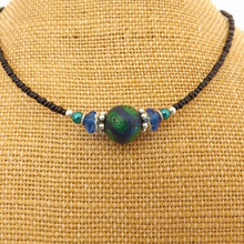 Load image into Gallery viewer, Dark Blue &amp; Green Kathryn Design Handmade Bead Necklace
