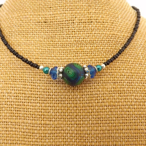 Dark Blue & Green Kathryn Design Handmade Bead Necklace