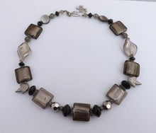 Load image into Gallery viewer, Dark Grey Square Foil Handmade Chunky bead necklace (Made in NZ)
