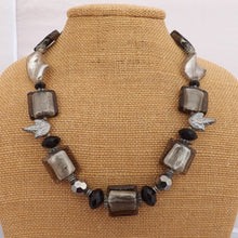 Load image into Gallery viewer, Dark Grey Square Foil Handmade Chunky bead necklace (Made in NZ)
