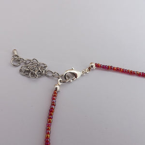 Dark Pink Bead & Shell Drop Handmade Necklace