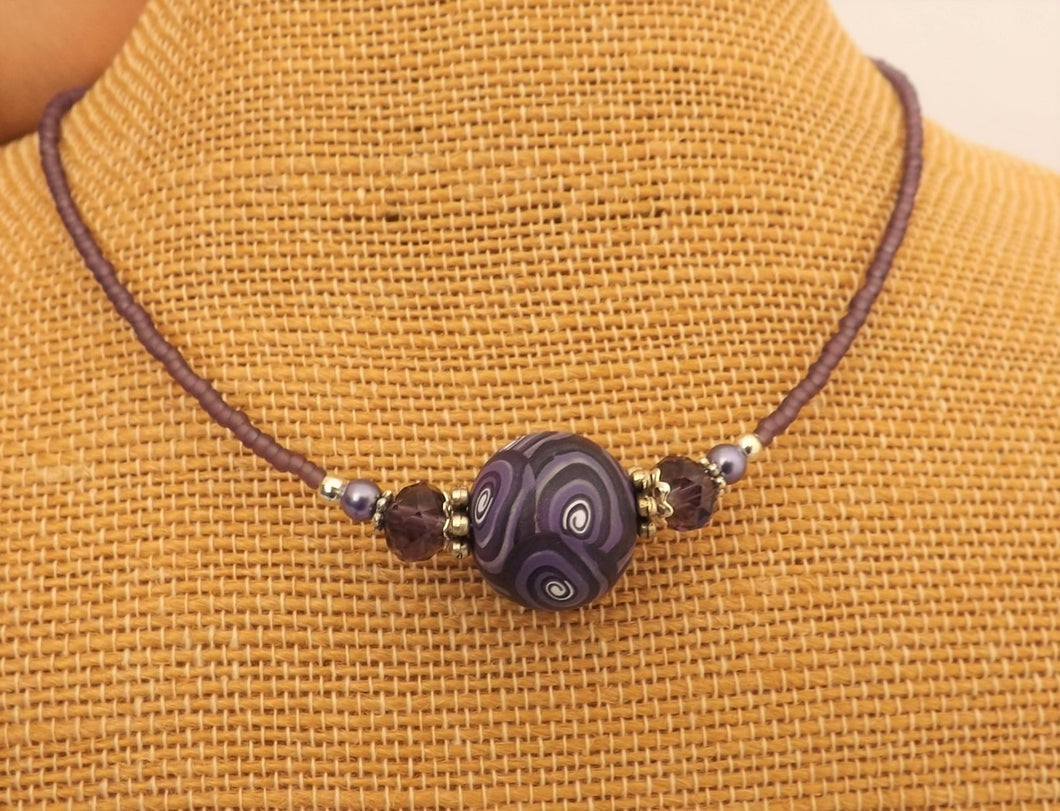 Dark Purple Kathryn Design Handmade bead necklace