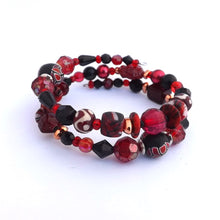 Load image into Gallery viewer, Dark Red Handmade Memory Wire Bead Bracelet
