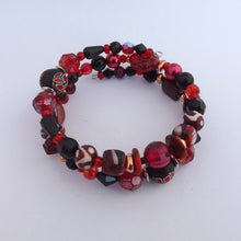 Load image into Gallery viewer, Dark Red Handmade Memory Wire Bead Bracelet
