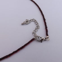 Load image into Gallery viewer, Dark Red, Black &amp; White Lamp work &amp; Seed Bead Handmade Necklace
