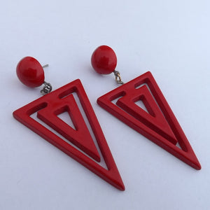 Dark Red Retro Acrylic Triangle Earrings