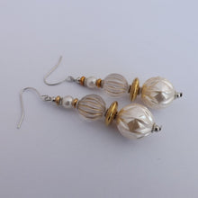 Load image into Gallery viewer, Large Faux Pearl &amp; Gold Handmade Chunky Bead Earrings
